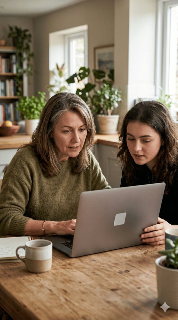 Professionnelle de santé consultant les données d'un patient sur un ordinateur portable